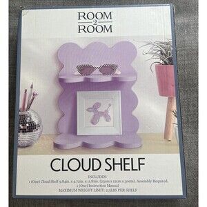 Room 2 Room Cloud Shape Wall Shelf Lavendar 10x5x13 Hanging Hardware Assembly